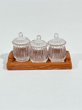 Miniature Dollhouse Canister Jar Set with Tray